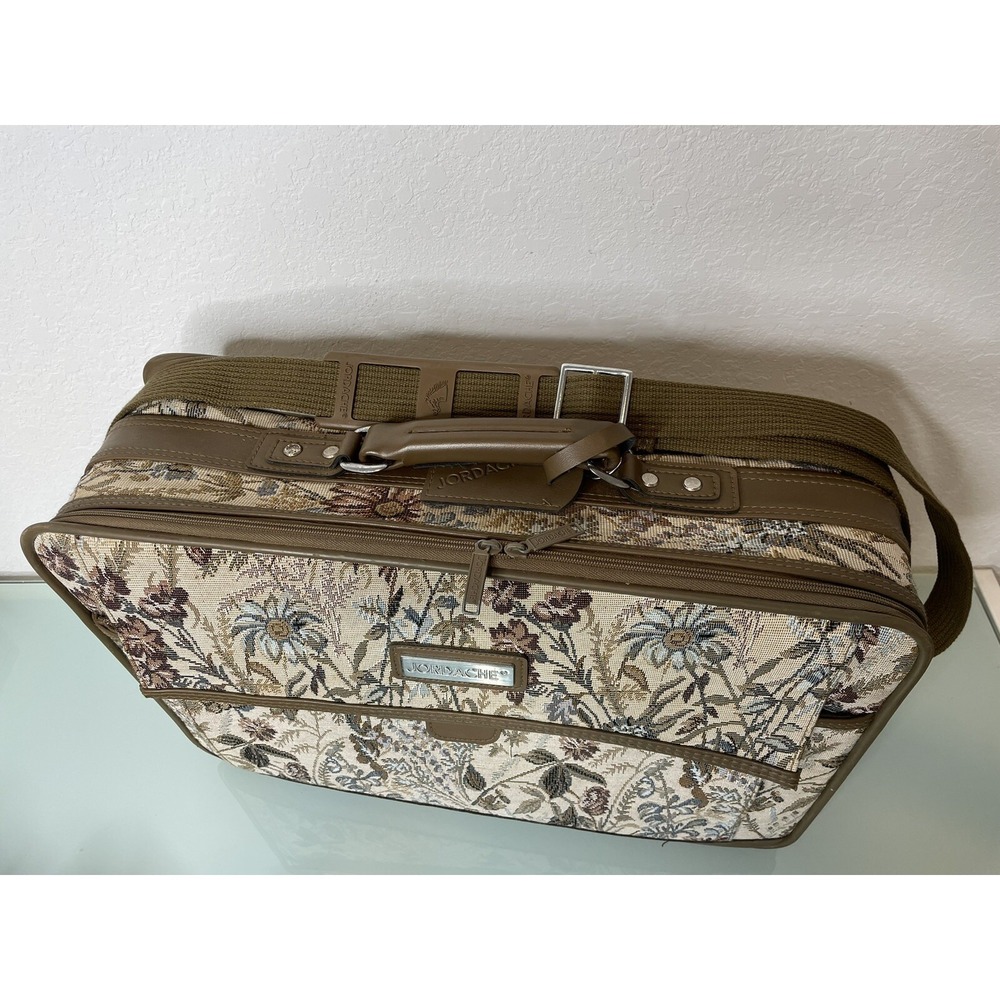 Vintage Jordache Floral Tapestry Suitcase Carry On 20"x6"x14" - Picture 3 of 11